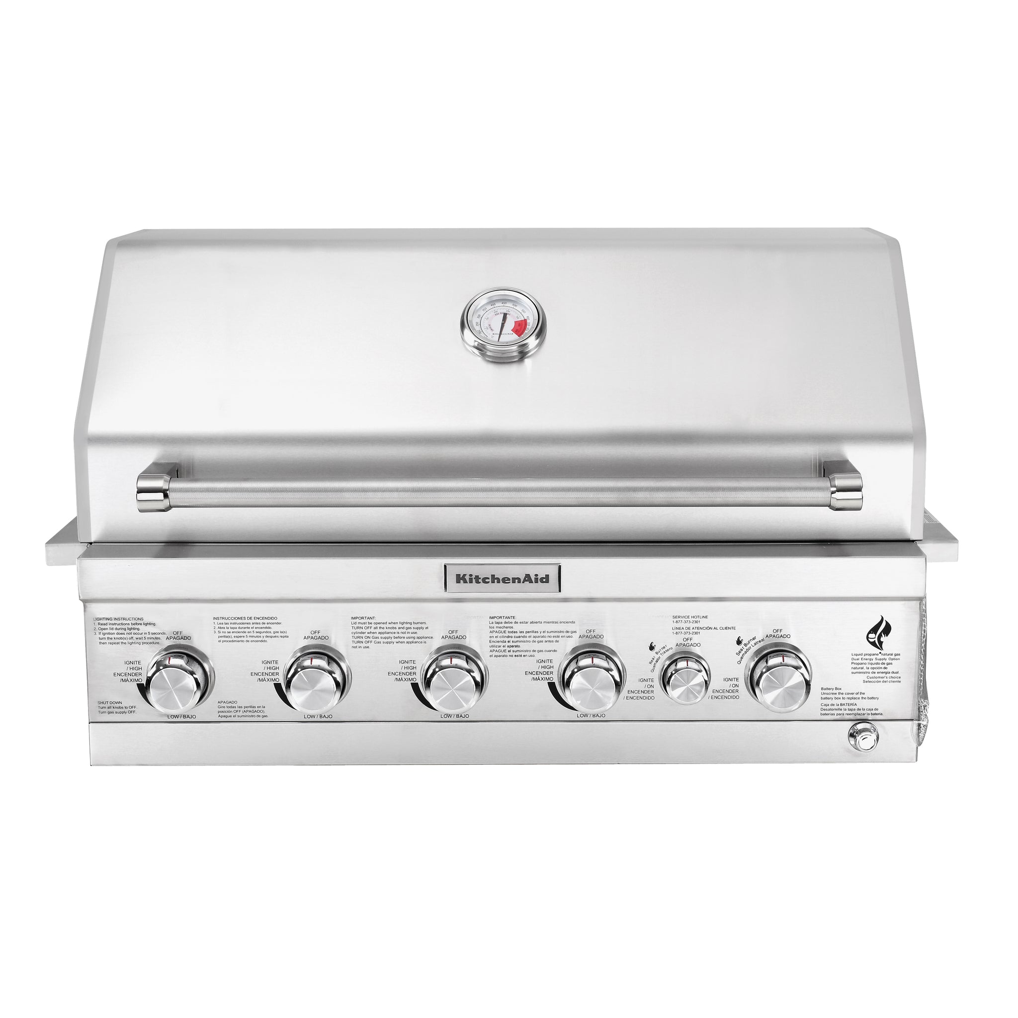 4Burner Builtin Propane Gas Island Grill Head in Stainless Steel wit